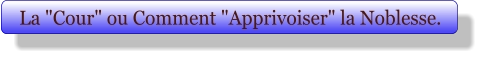 La "Cour" ou Comment "Apprivoiser" la Noblesse.