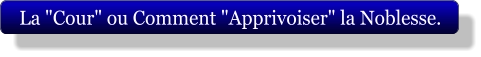 La "Cour" ou Comment "Apprivoiser" la Noblesse.